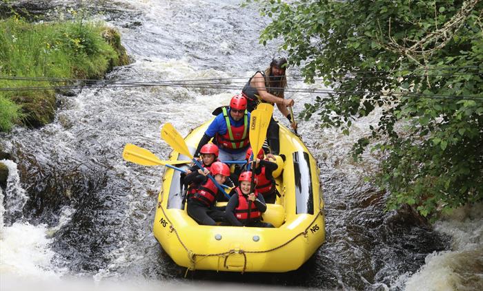 The Rafting Safari is also on the Tryweryn, but it is on the lower section where the gradient is less steep. This is more of a river journey, starting